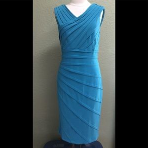 Adrianna Papell Blue Tiered Bodycon Dress Sz 10
